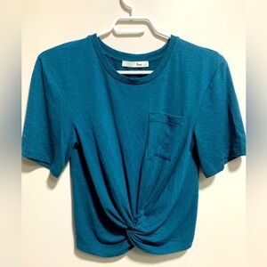 ARITZIA Wilfred Free Teal Short Sleeve Crop Top